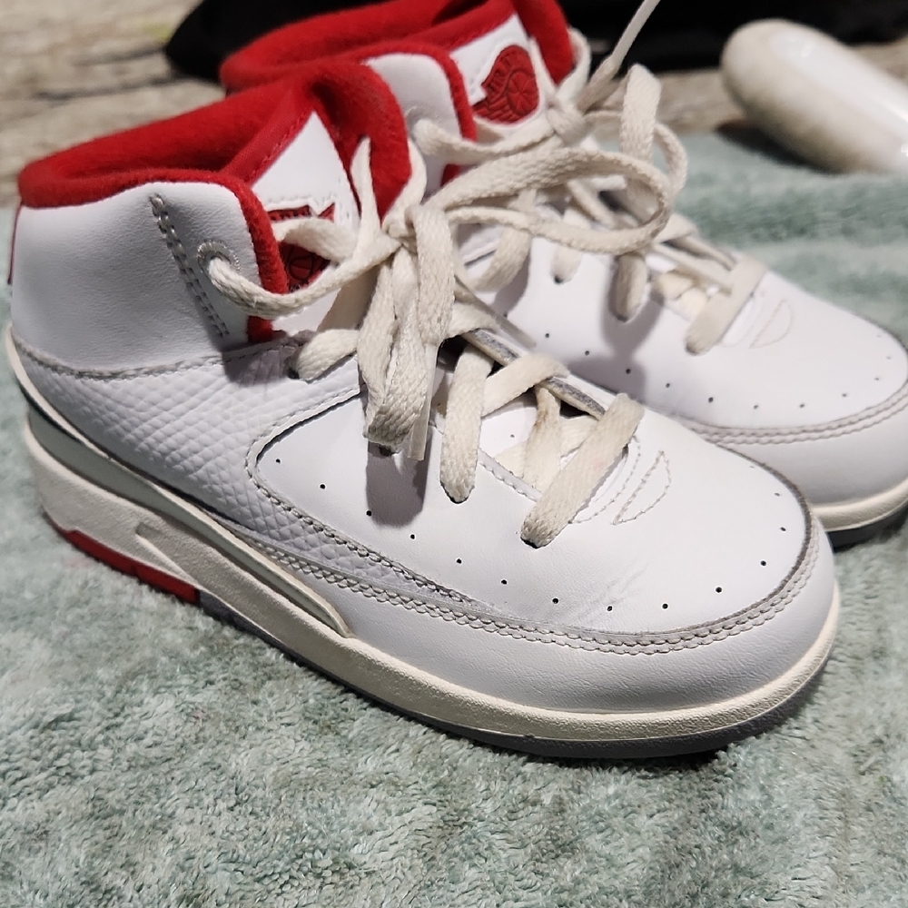 Kids White and Red Sneakers